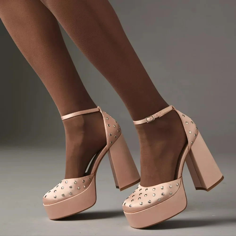 Anthropologie Silent D Grace Mary Jane Heels Rose Pink Embellished